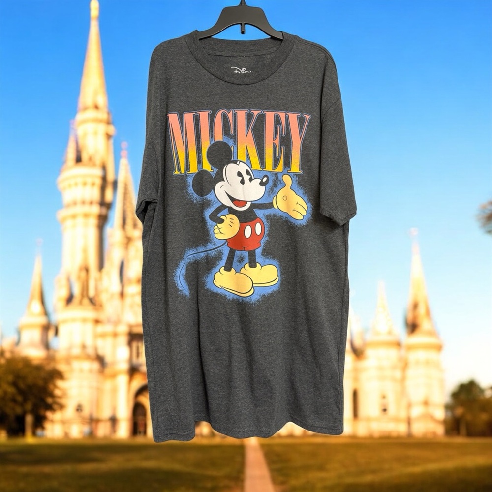 Disney Mickey Mouse Charcoal Grey Unisex Big And Tall T Shirt - Picture 9 of 9